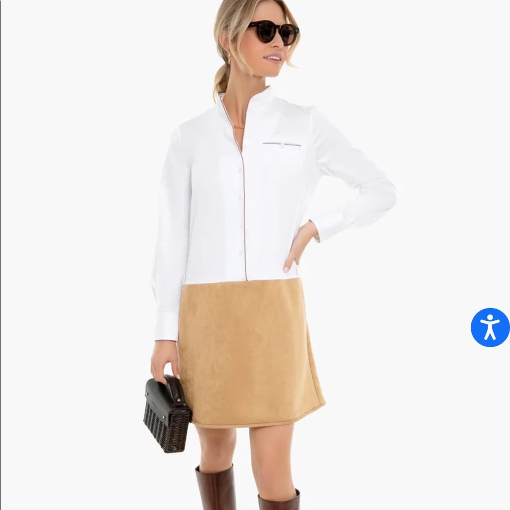 Tuckernuck Tan Suede Delfina Shirt Dress